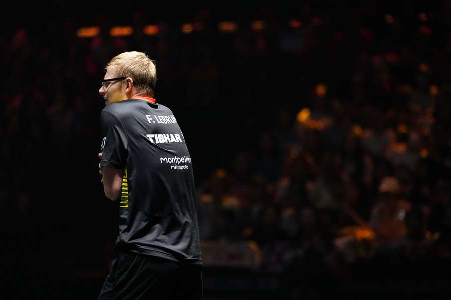 Félix Lebrun célébrant sa victoire face au Chinois Chen Junsong en quart de finale vendredi.