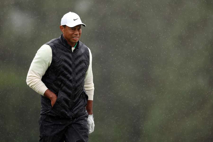 Tiger Woods of the United States looks on