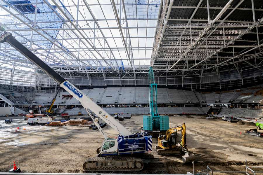 A general view of construction at the new One New Zealand stadium in Christchurch.
