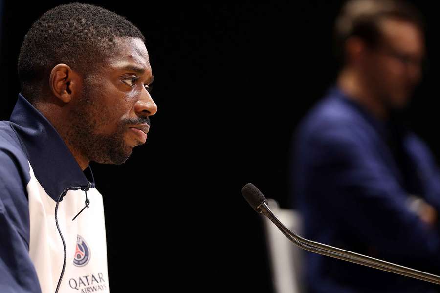 Dembélé en conférence de presse ce mardi.