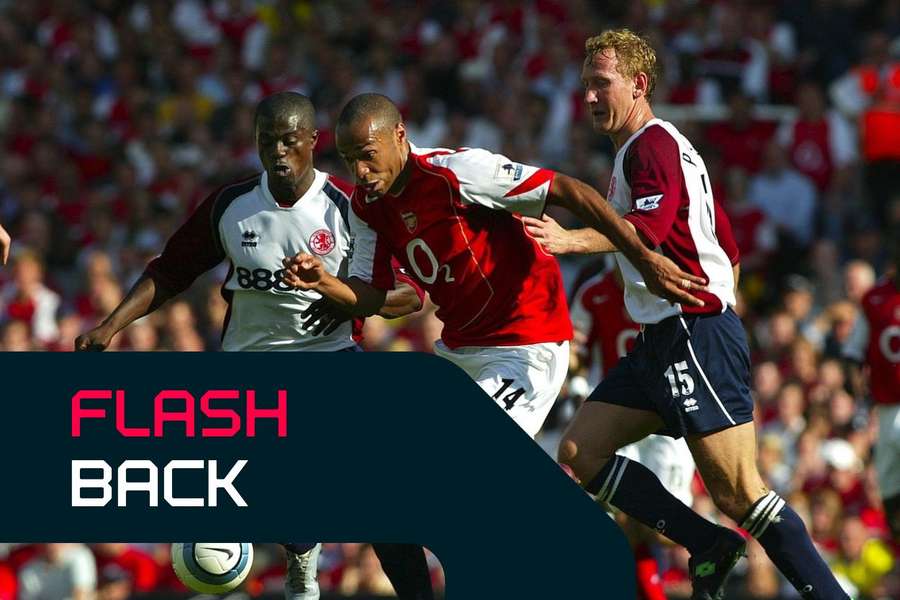 Thierry Henry in actie voor Arsenal tegen Middlesbrough