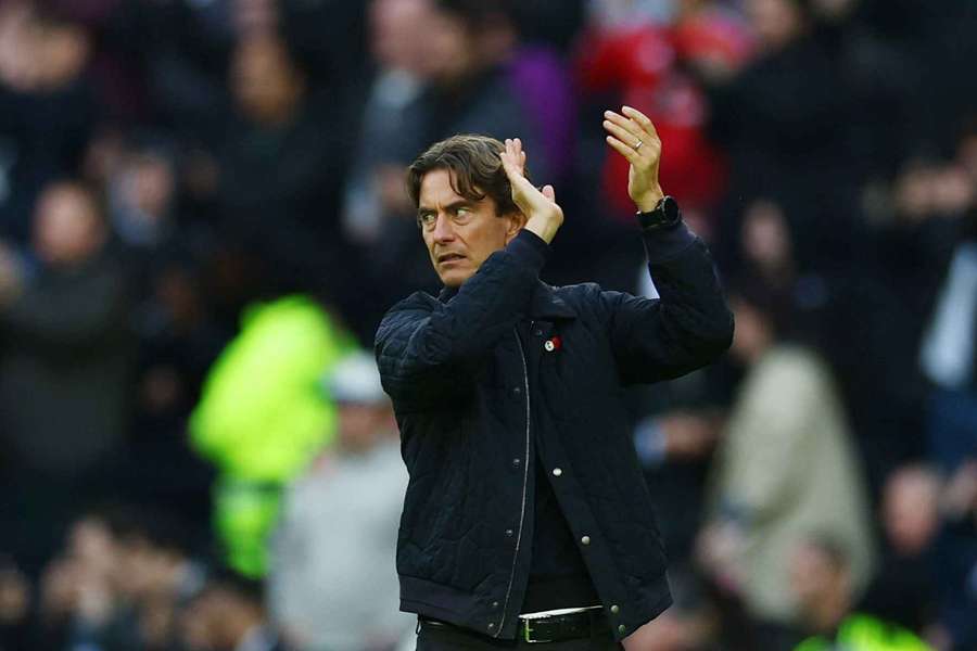 Thomas Frank applauds the home faithful at the Tottenham Hotspur Stadium Thomas Frank applauds the home faithful at the Tottenham Hotspur Stadium