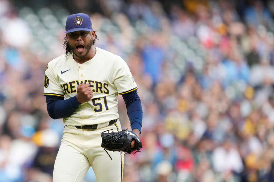 Milwaukee Brewers pitcher Freddy Peralta reacts after a strikeout (2025)