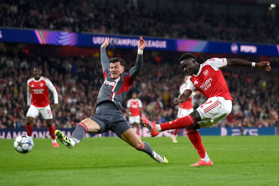 Saka strikes Arsenal's second at the Emirates
