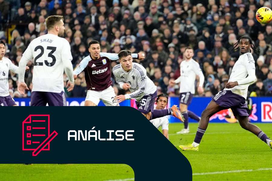 Morgan Rogers, do Aston Villa, marca o seu segundo golo frente ao Manchester United