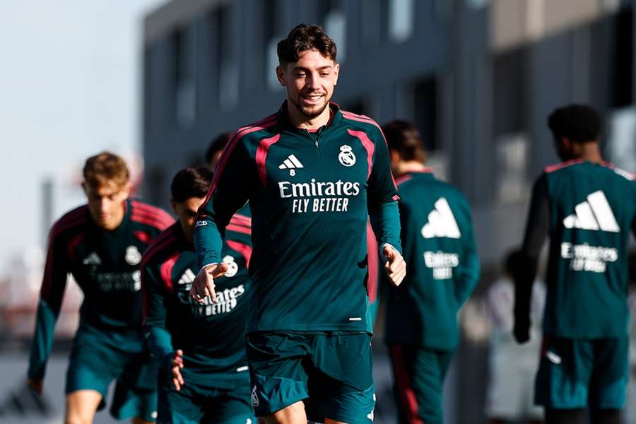 Fede Valverde, durante el entrenamiento del Madrid en Valdebebas Fede Valverde, durante el entrenamiento del Madrid en Valdebebas