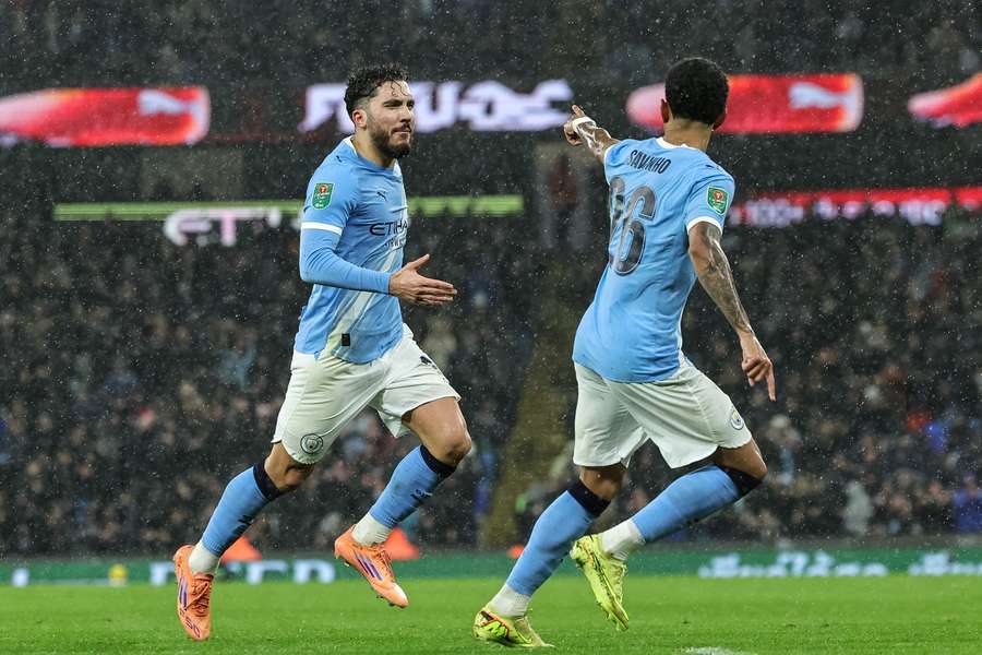 Rayan Cherki sărbătorește după ce a deschis scorul pentru Man City în minutul 32 Rayan Cherki sărbătorește după ce a deschis scorul pentru Man City în minutul 32