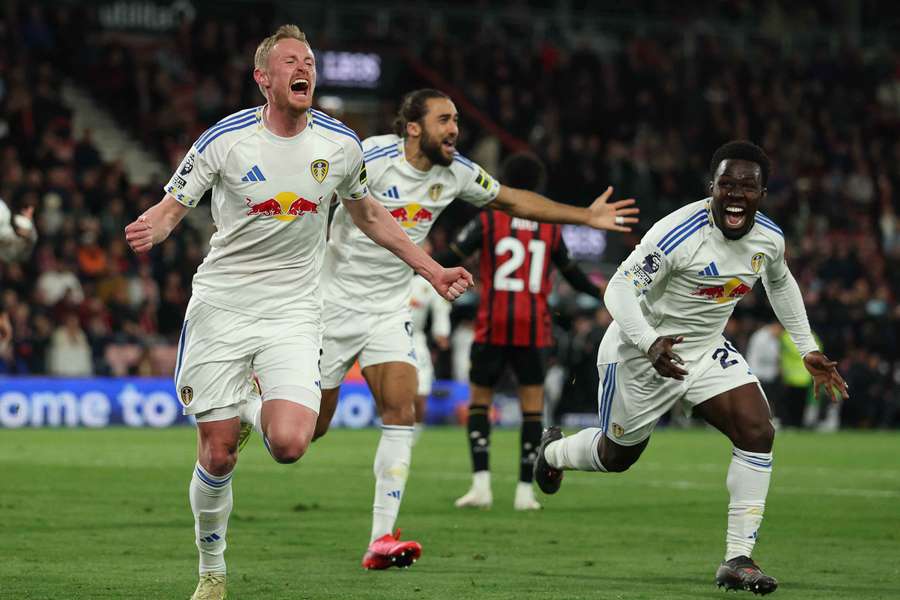 Leeds United's Sean Longstaff celebrates scoring their second goal 
