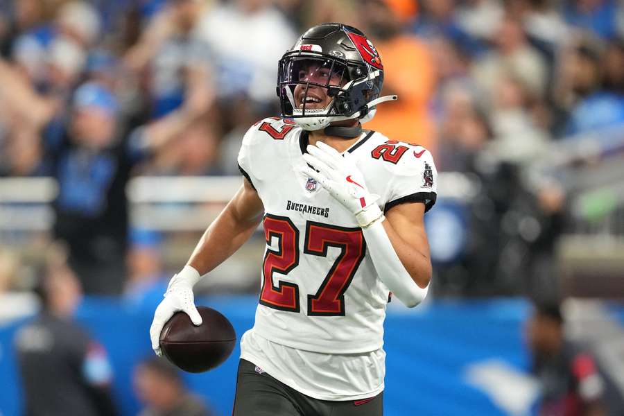 Buccaneers cornerback Zyon McCollum smiles after an interception (2024) Buccaneers cornerback Zyon McCollum smiles after an interception (2024)