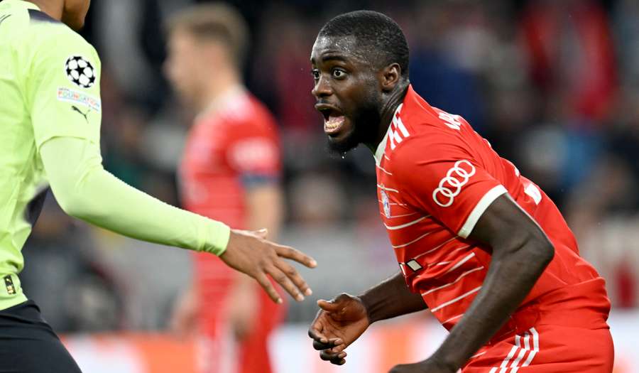 Dayot Upamecano reacts against Man City Dayot Upamecano reacts against Man City