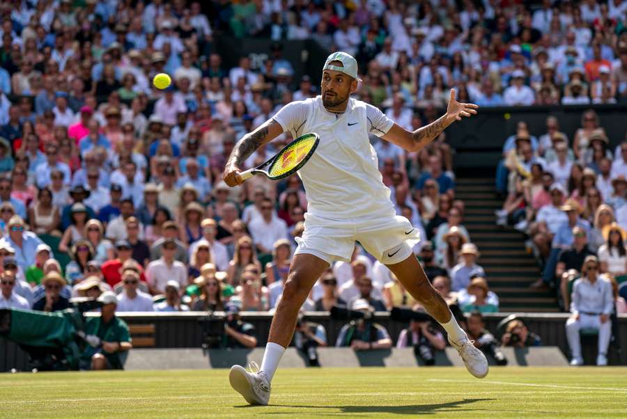 Nick Kyrgios in action at Wimbledon, where he made the final, losing to Novak Djokovic