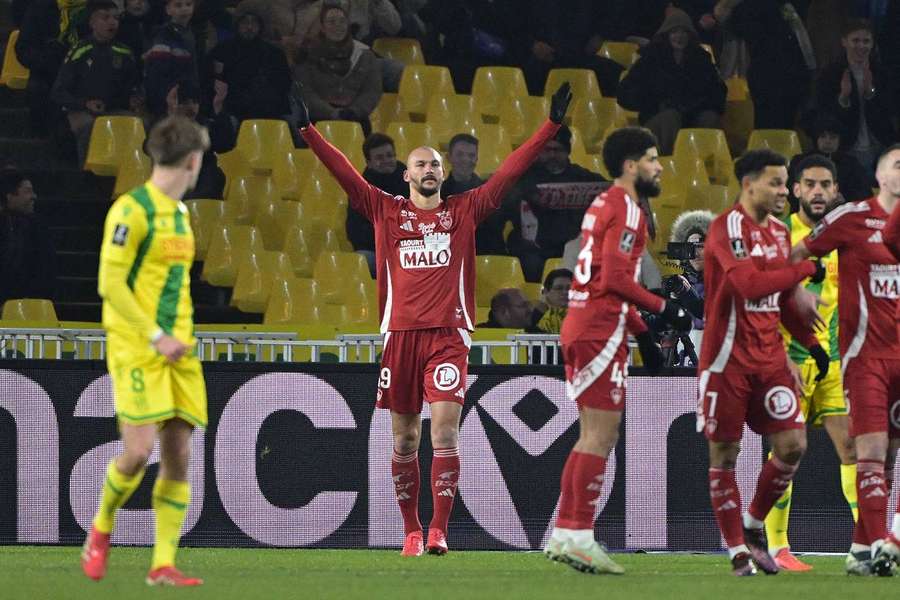 Ludovic Ajorque après son but en première période face au FC Nantes. 