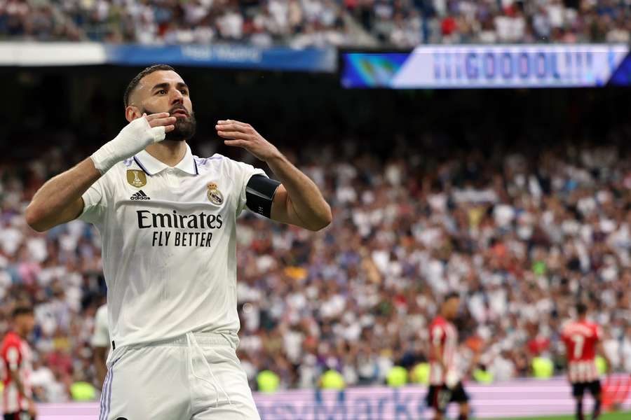 Benzema em seu último jogo no Santiago Bernabéu