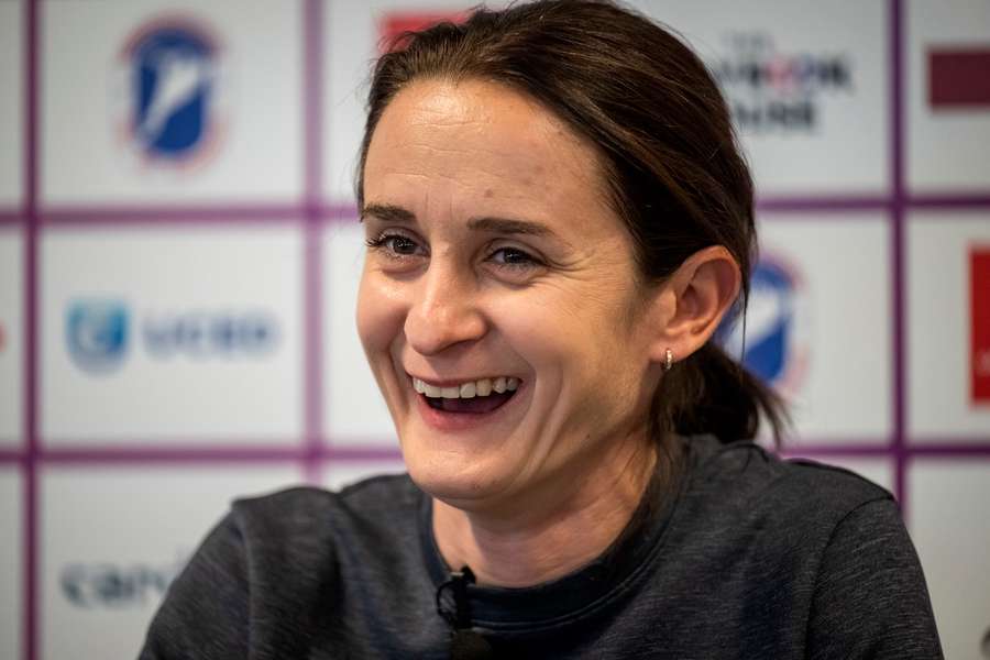 Sáblíková na tiskové konferenci.