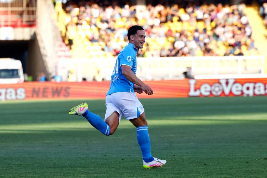 Raspadori celebrates scoring Napoli's winning goal