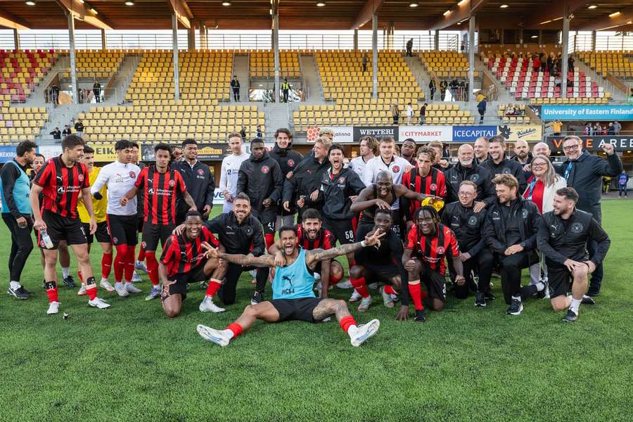 FC Midtjylland after their win against KuPS in Finland