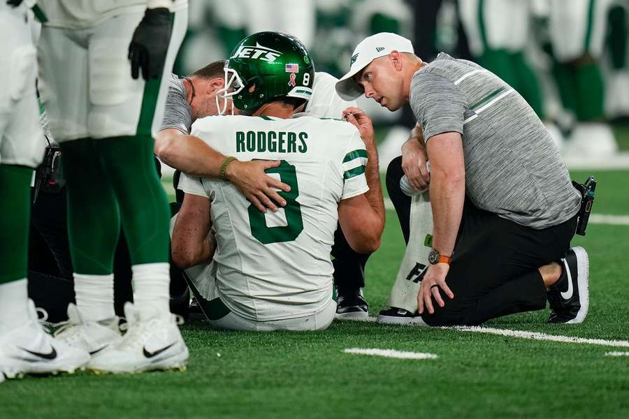 Rodgers went down with the injury four plays into his Jets debut