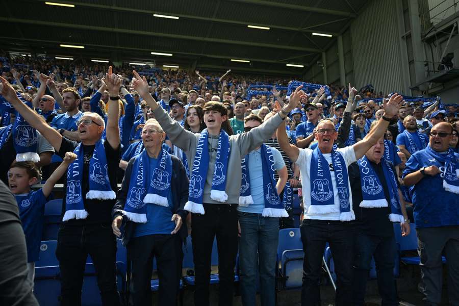 Fans react at the end of Everton's last home game at Goodison Park