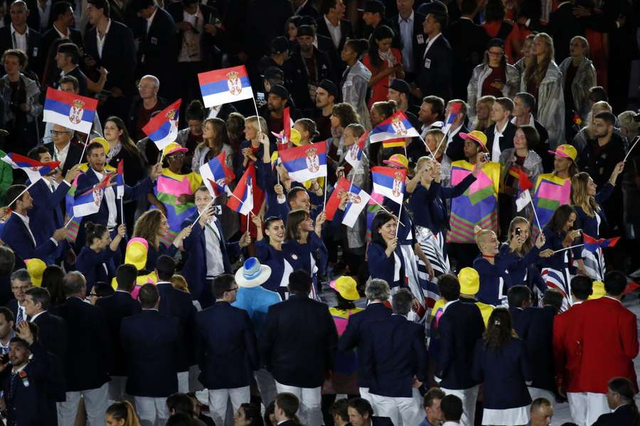 De Russische delegatie tijdens de opening van de Spelen in Rio in 2016 De Russische delegatie tijdens de opening van de Spelen in Rio in 2016