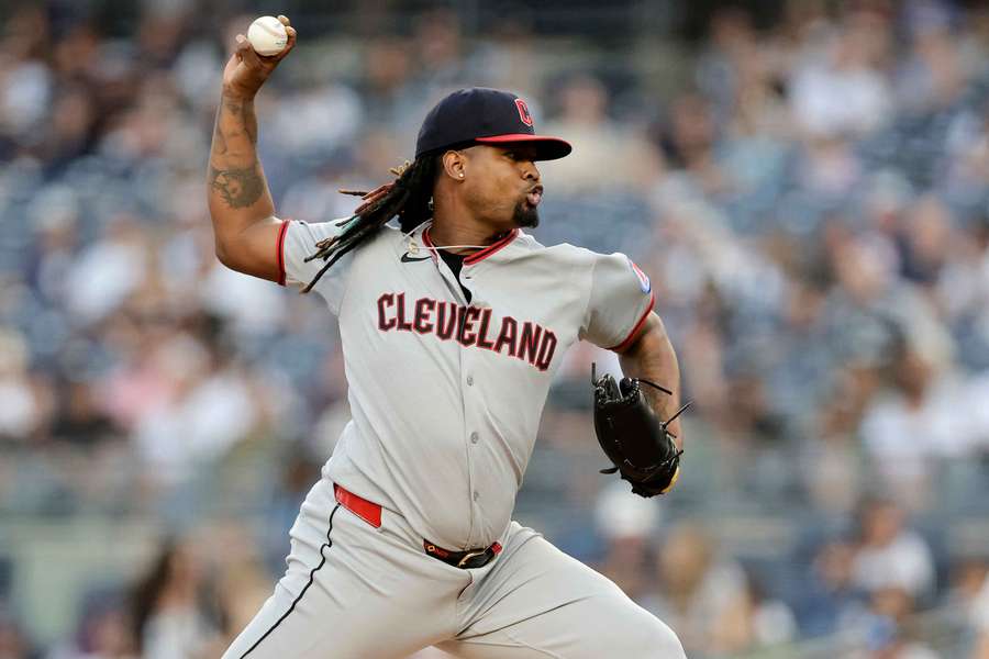 Luis Ortiz in action for the Cleveland Guardians.