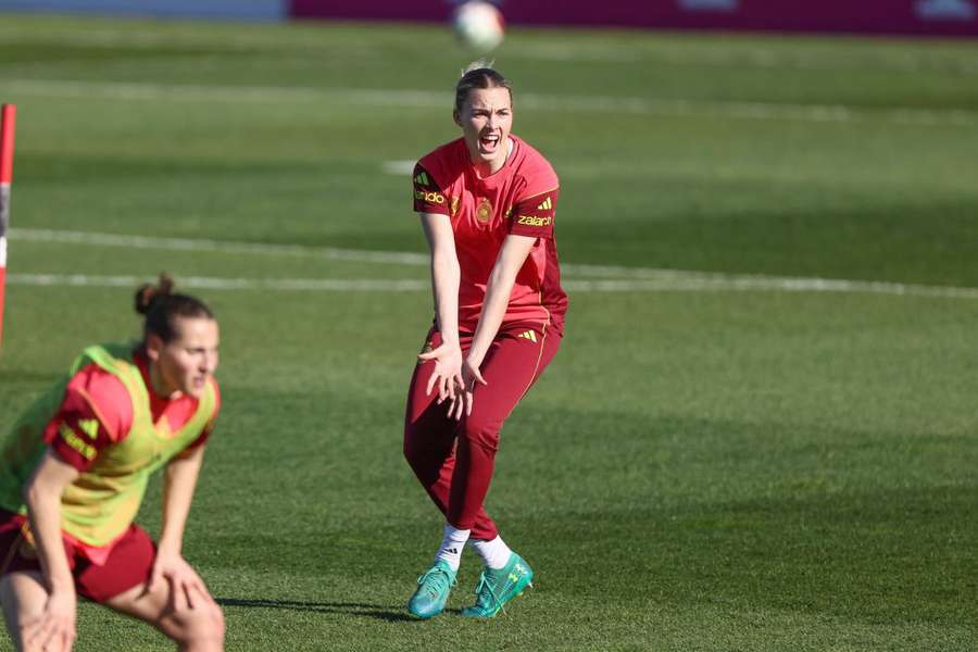 Freigang während einer Trainingseinheit mit dem DFB-Team Freigang während einer Trainingseinheit mit dem DFB-Team