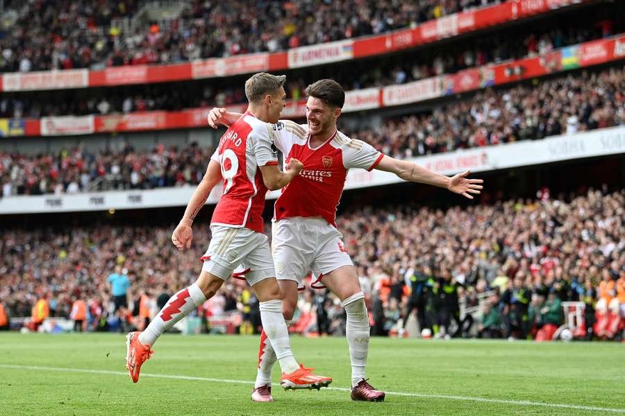 Leandro Trossard și Declan Rice au colaborat la golul doi al lui Arsenal