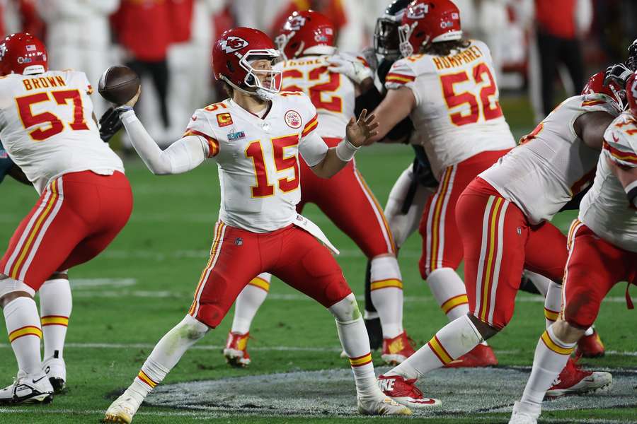 Kansas City's quarterback Patrick Mahomes spillede en fremragende kamp trods sin ankelskade