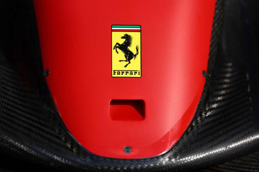 Ferrari logo is pictured on a front wing