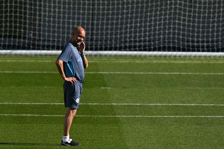 Pep Guardiola à l'entraînement cette semaine.