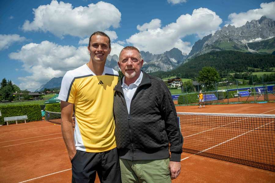 Zverev (l.) und Becker in Kitzbühel im Juni 2024