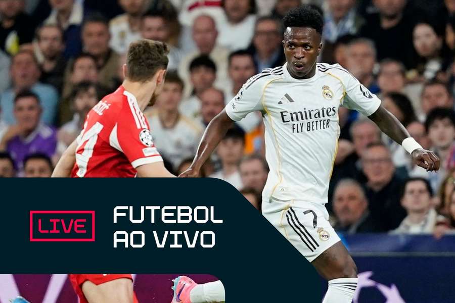 Vini Jr. em Real Madrid x Bayern, pelas quartas da Champions