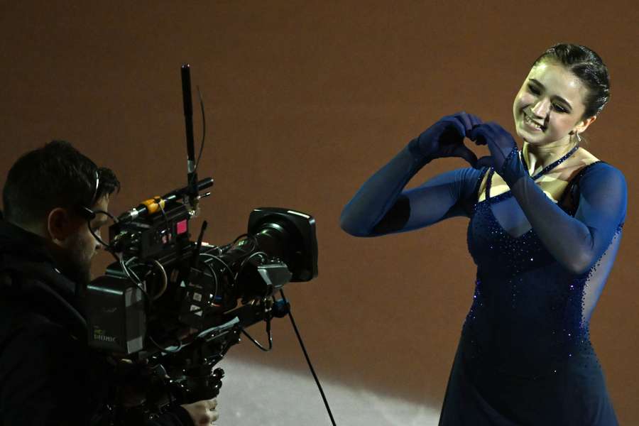 Russia's figure skater Kamila Valieva takes part in a show at the CSKA arena in Moscow on February 14th, 2023