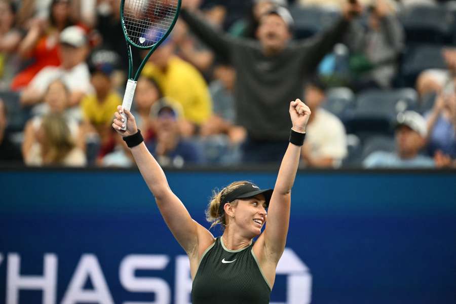 Spain's Paula Badosa celebrates after defeating China's Wang Yafan