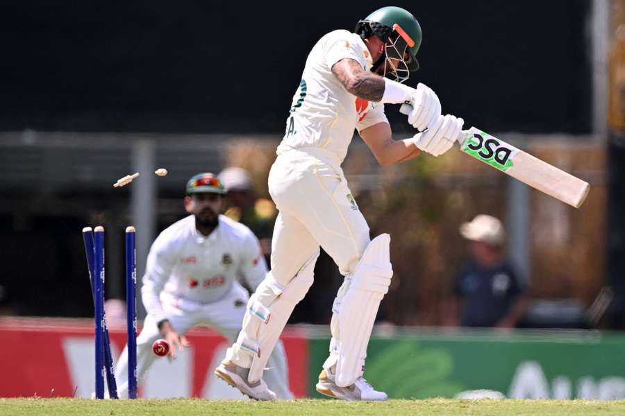Jake Weatherald being dismissed by Hasan Mahmud in Darwin. Jake Weatherald being dismissed by Hasan Mahmud in Darwin.