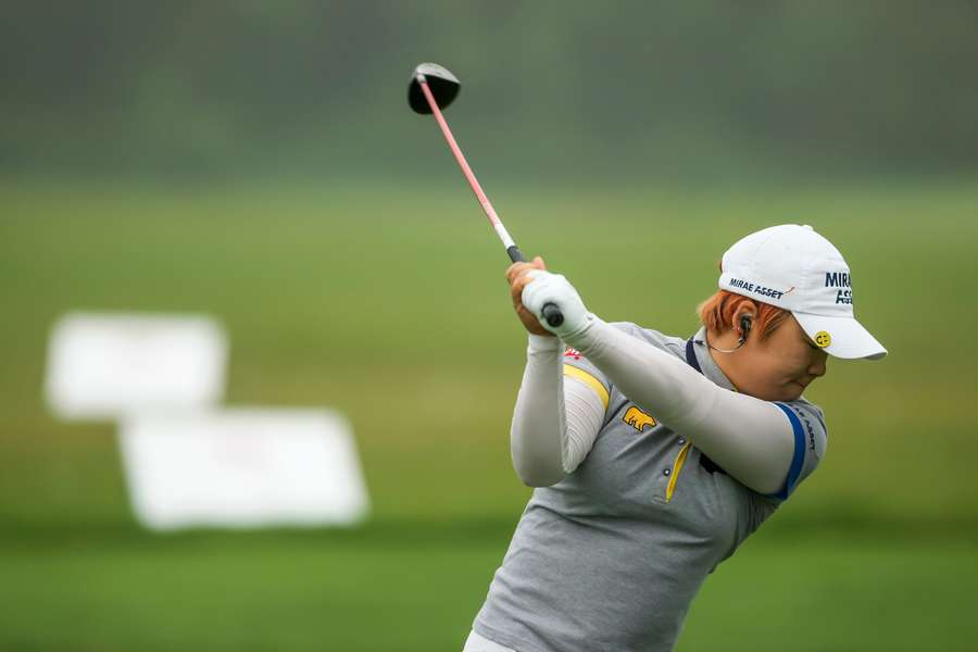 Shin Ji-yai of South Korea warms up before round two of the LPGA Golf Championship in Pittsford