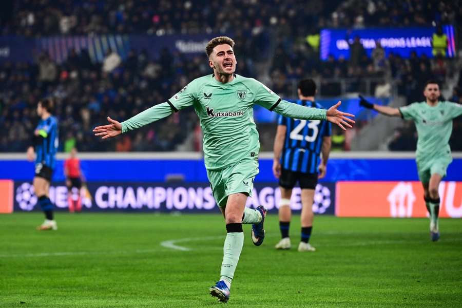 Robert Navarro celebra el 1-3 del Athletic Robert Navarro celebra el 1-3 del Athletic