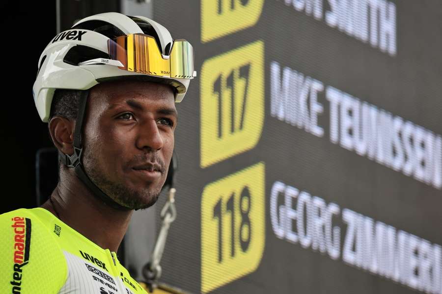 Biniam Girmay tijdens de Tour de France op 12 juli