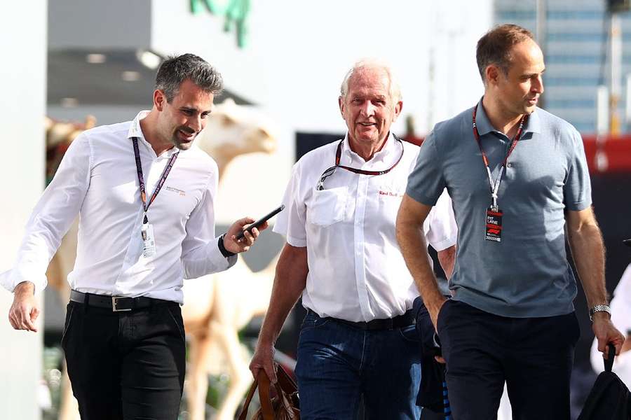 Red Bull team advisor Helmut Marko arrives before the Saudi Arabian Grand Prix