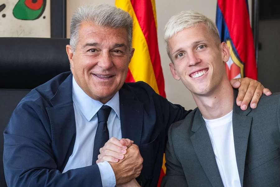 Laporta et Olmo, le jour de la présentation du footballeur