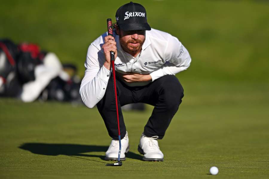 Sam Ryder lines up a putt on the way to the second-round lead in the US PGA Tour Farmers Insurance Open at Torrey Pines