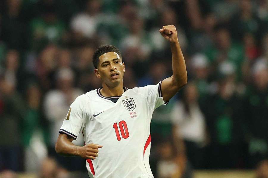 England's Jude Bellingham celebrates scoring their first goal England's Jude Bellingham celebrates scoring their first goal