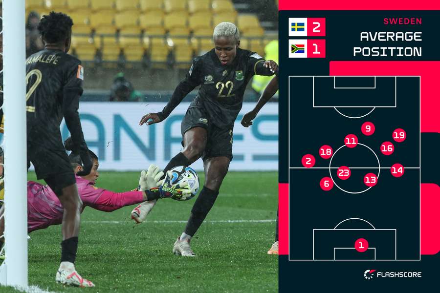 South Africa's average positions v Sweden