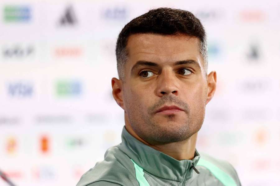 Granit Xhaka during the press conference Granit Xhaka during the press conference