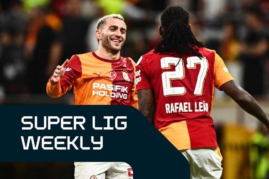 Baris Alper Yilmaz celebrates with Rafael Leao after Galatasaray's victory Baris Alper Yilmaz celebrates with Rafael Leao after Galatasaray's victory