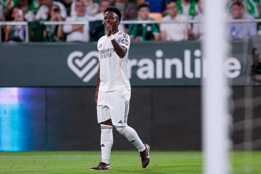 Vini Jr em partida do Real Madrid contra o Real Bétis.