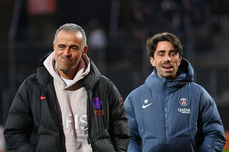 Luis Enrique et Rafel Pol à Lorient plus tôt cette semaine.