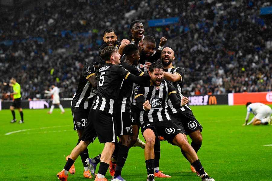 Angers players celebrate Angers players celebrate