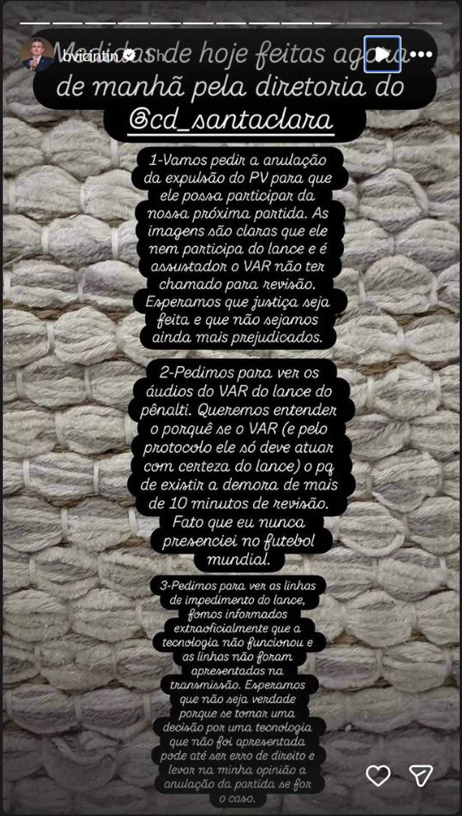 A publicação de Bruno Vicintin