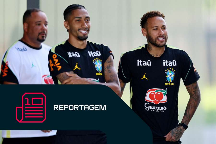 Neymar e Raphinha durante treino da Seleção Brasileira no campo de treinos do New York Red Bulls Neymar e Raphinha durante treino da Seleção Brasileira no campo de treinos do New York Red Bulls