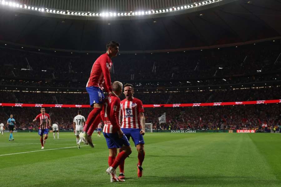 Antoine Griezmann celebrates after scoring Atleti's second goal